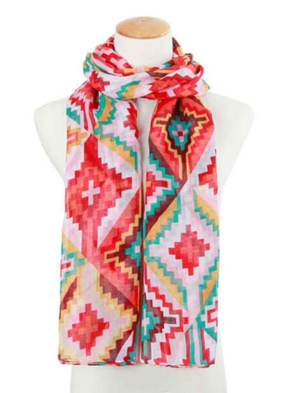 Riley Lightweight Print Scarf | Red Multi